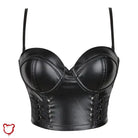 Lace Underbust Corset in Black PU - The Cursed Closet