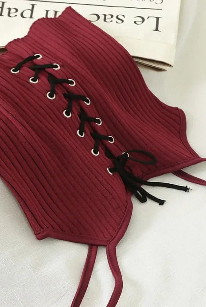 "Lace - Up Black Cropped Cami" - The Cursed Closet