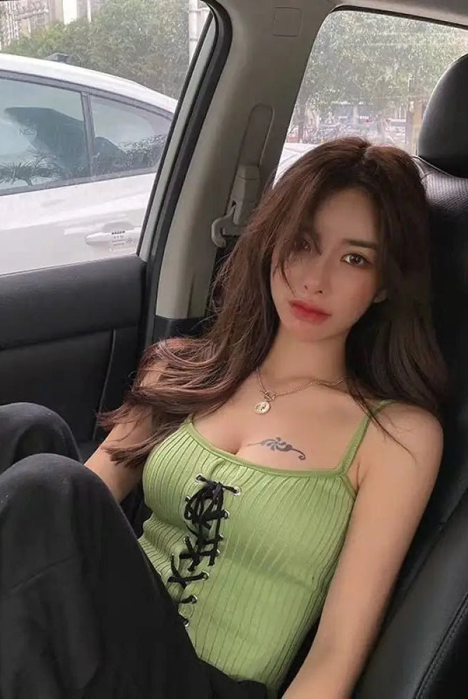 "Lace - Up Black Cropped Cami" - The Cursed Closet