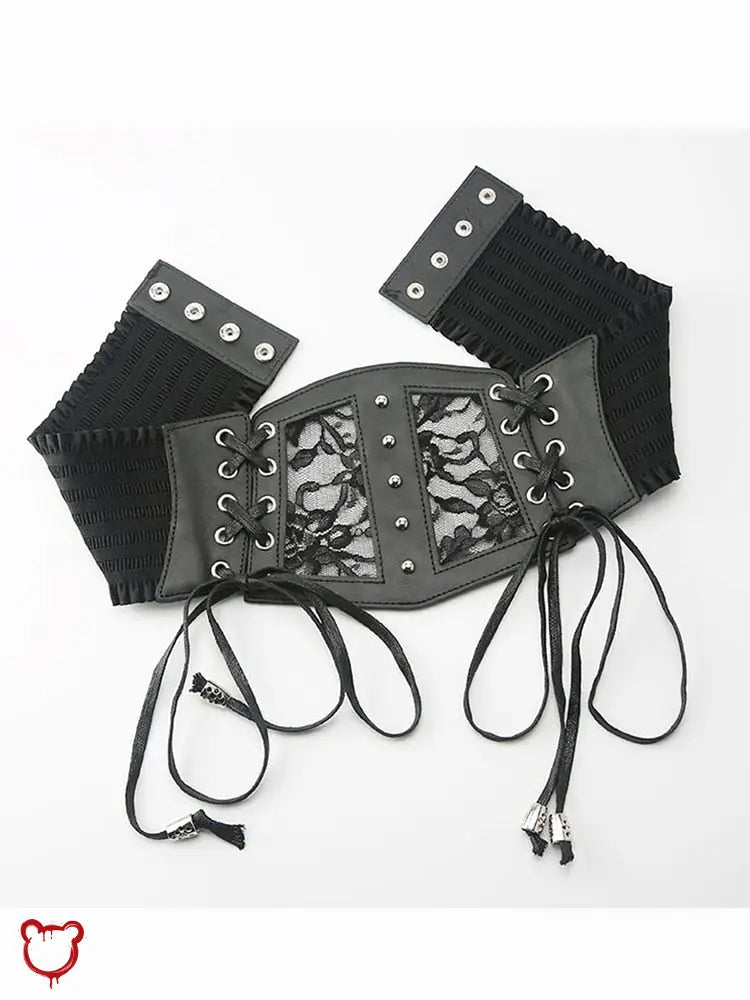 Lace - Up PU Corset Belt, Black - The Cursed Closet