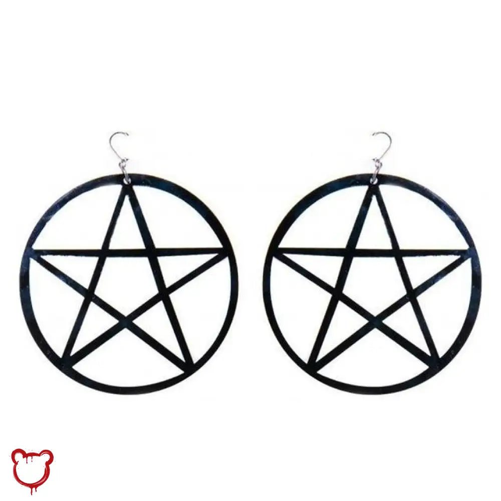 Large Black Pentagram Earrings - The Cursed Closet