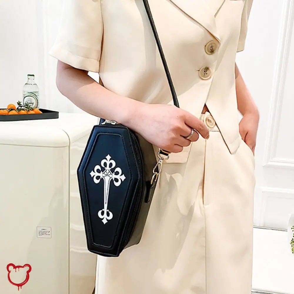 Leather Gothic Coffin Shoulder Bag - The Cursed Closet