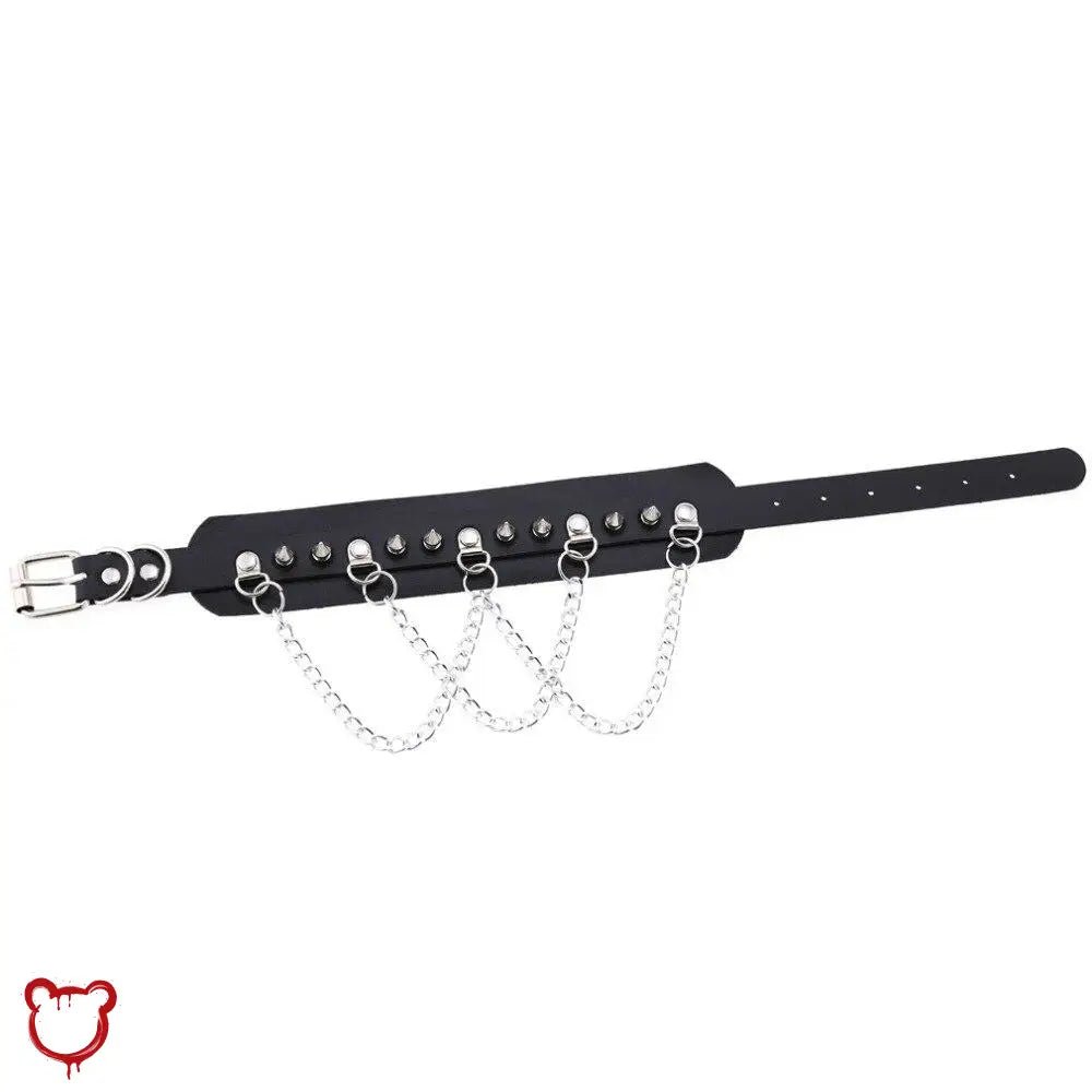 Leather stud choker with chains. - The Cursed Closet
