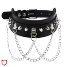 Leather stud choker with chains. - The Cursed Closet