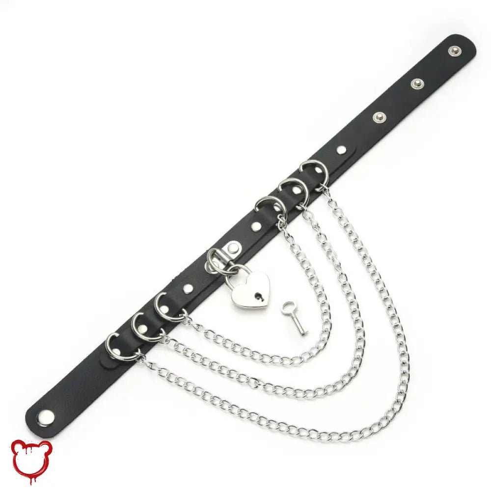 Love Hurts' Black Heart Padlock Chain Choker - The Cursed Closet