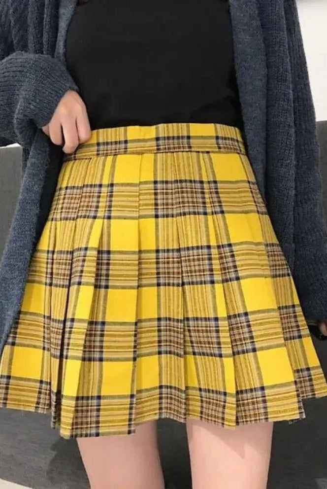 Manic Yellow Plaid Mini Skirt - The Cursed Closet