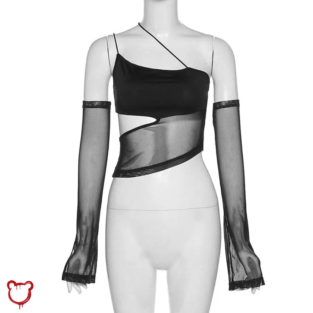 Cut - out Mesh Crop Top - The Cursed Closet