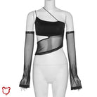 Cut - out Mesh Crop Top - The Cursed Closet