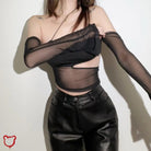 Cut - out Mesh Crop Top - The Cursed Closet