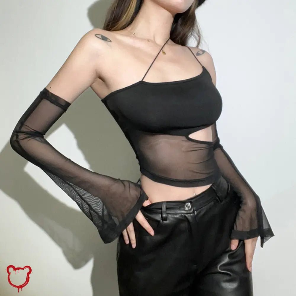 Cut - out Mesh Crop Top - The Cursed Closet