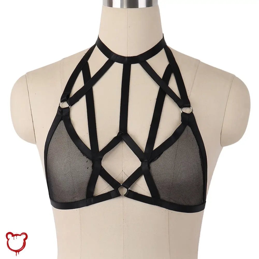 Mesh Garter Harness Top - The Cursed Closet
