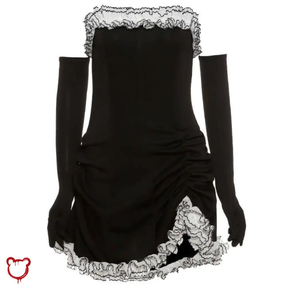 Monochrome Frill Sleeve Dress - The Cursed Closet