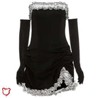 Monochrome Frill Sleeve Dress - The Cursed Closet