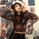 Moon & Star Black Mesh Top' - The Cursed Closet