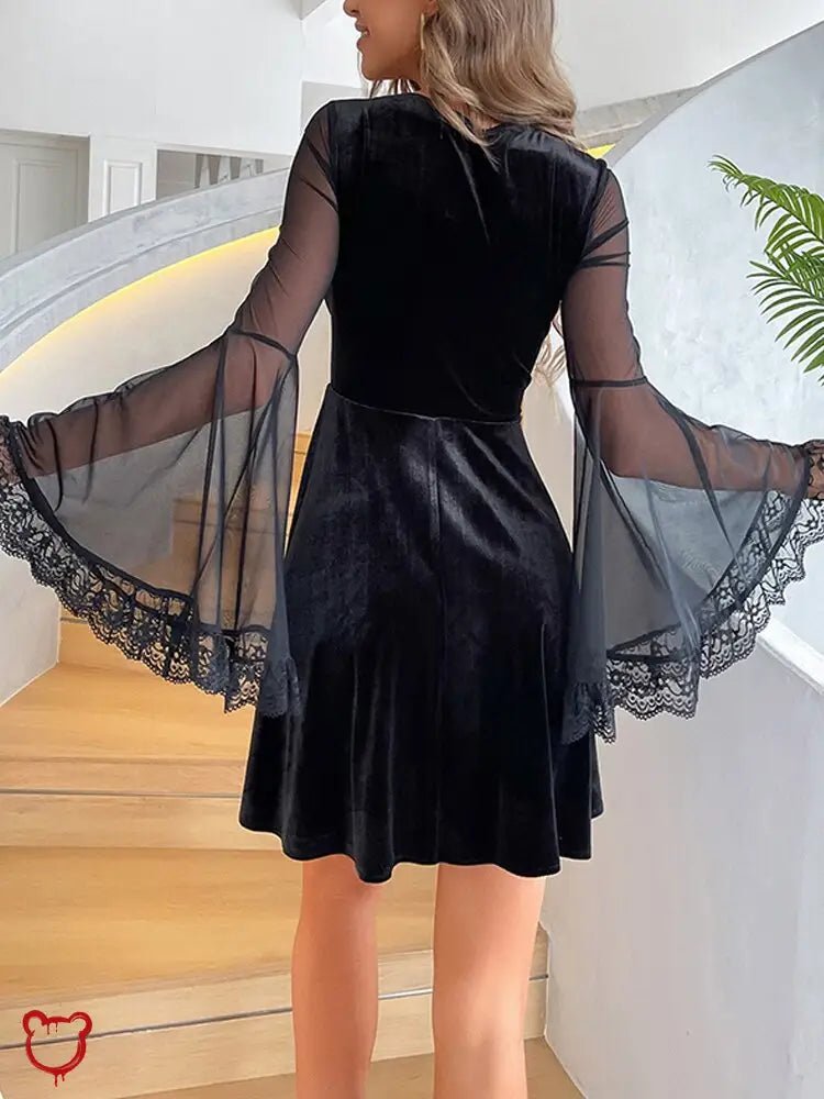 Mystic' Gothic Mesh Flare Dress - The Cursed Closet