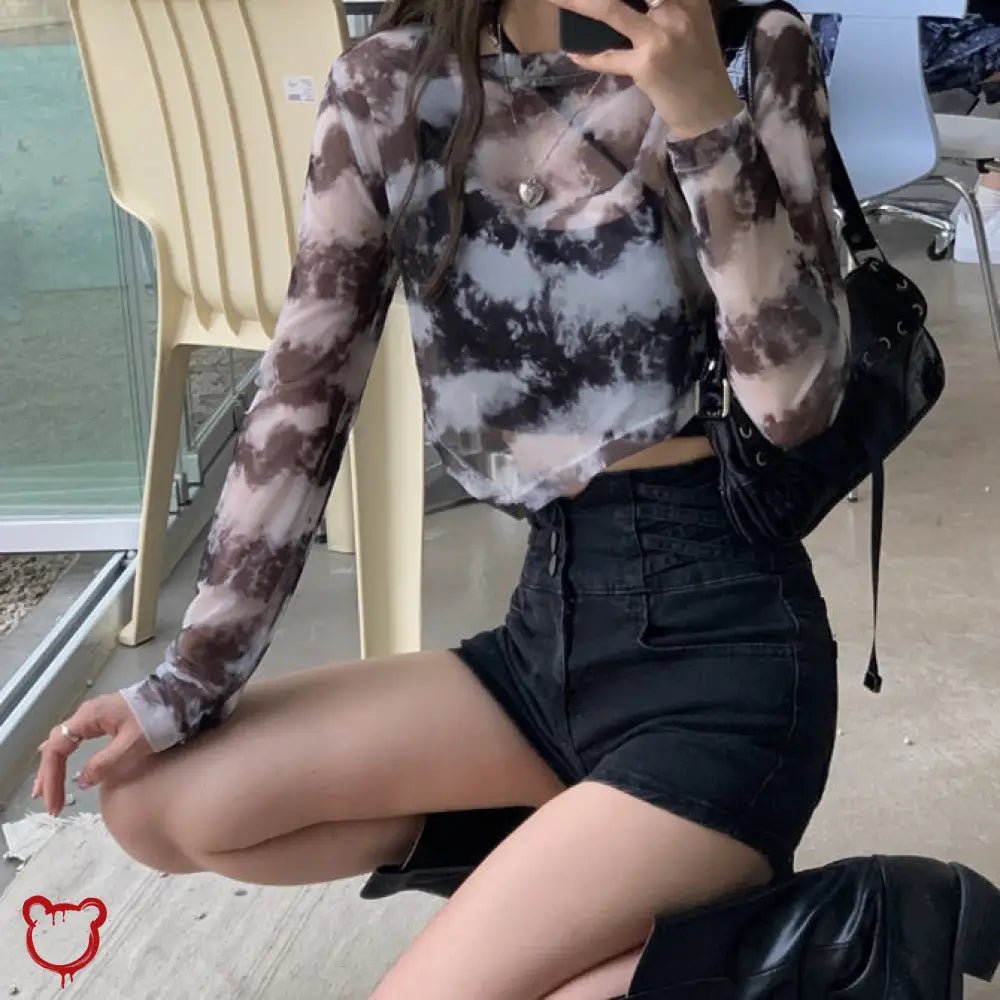 Night Mesh Tie Dye Top - The Cursed Closet