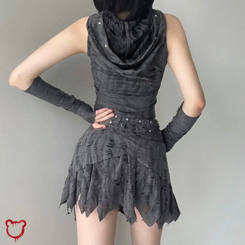 Nightly Frayed Crop Hoodie' - The Cursed Closet