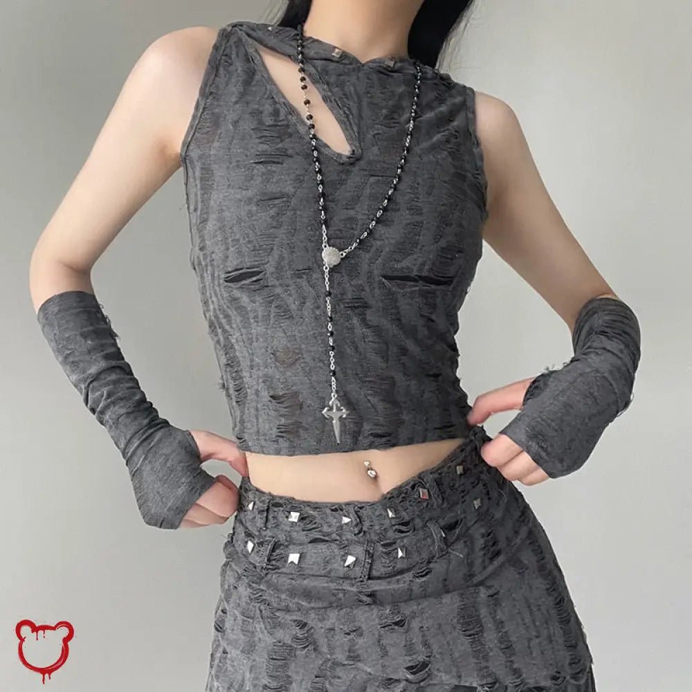 Nightly Frayed Crop Hoodie' - The Cursed Closet