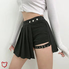 Omen' Black Gothic Pleated Skirt with Shorts - The Cursed Closet