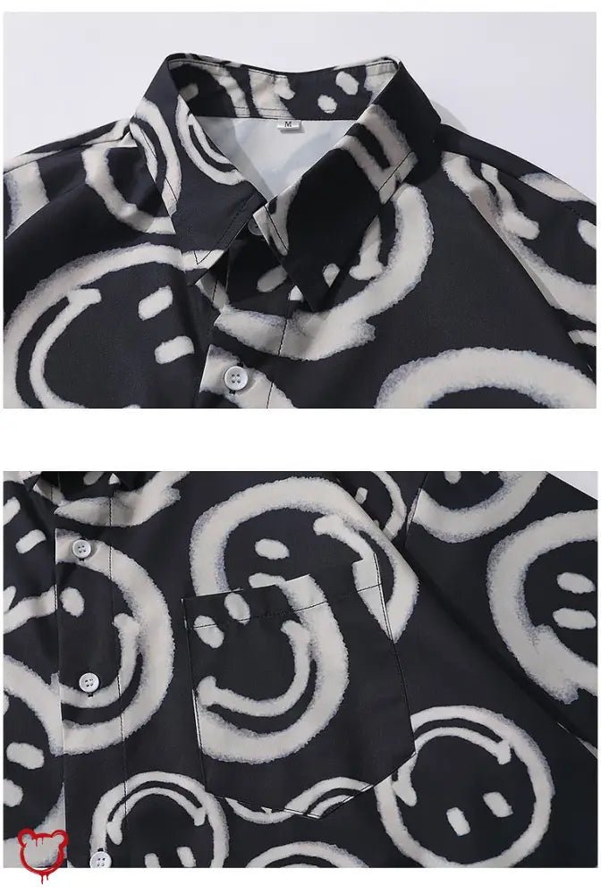 "Oversize Black Smiley Shirt" - The Cursed Closet