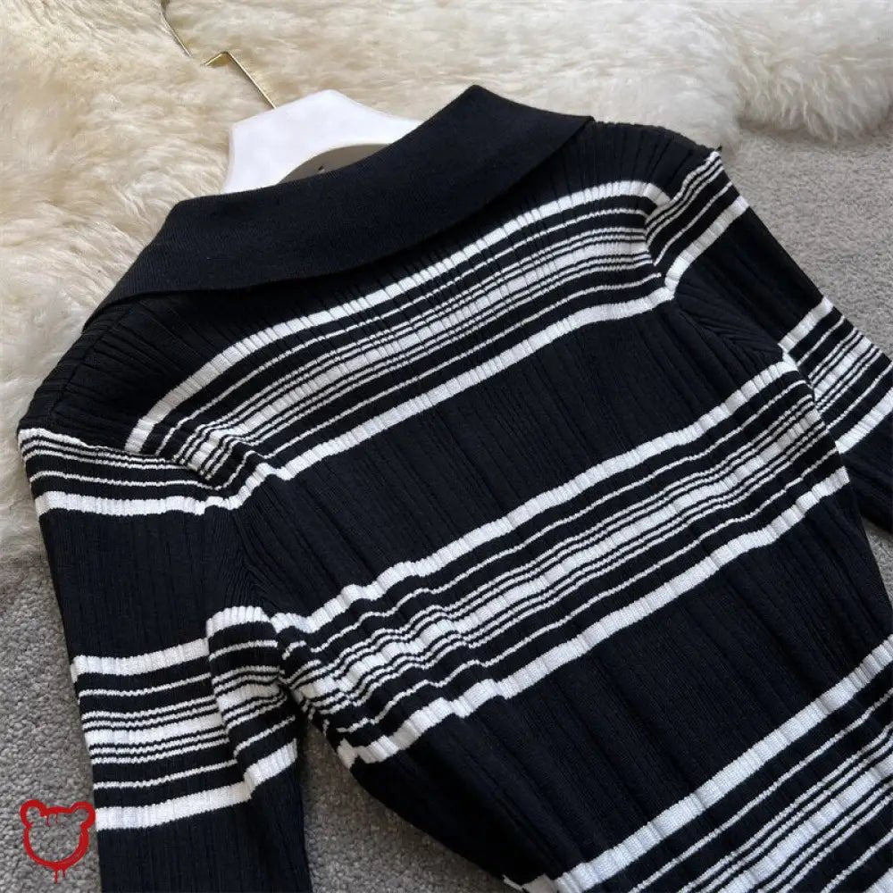 Pandora Stripe Knit Bodycon Dress - The Cursed Closet