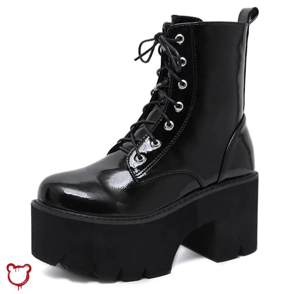 Patent Platform Lace-Up Boots Footwear