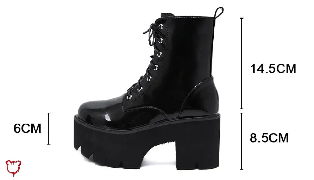 Patent Platform Lace-Up Boots Footwear