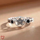 Pentagram Black Stone Ring - The Cursed Closet