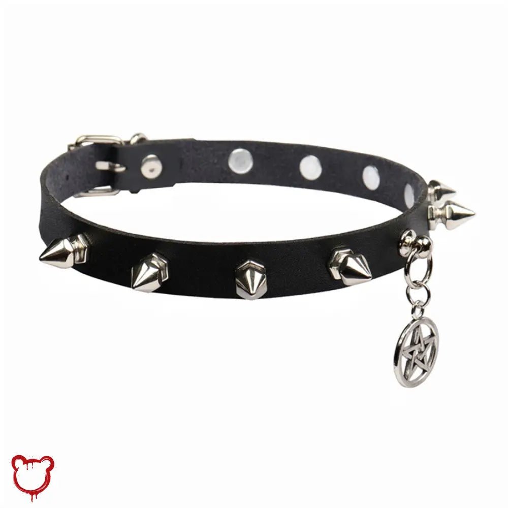 Pentagram Spike Choker - Black - The Cursed Closet