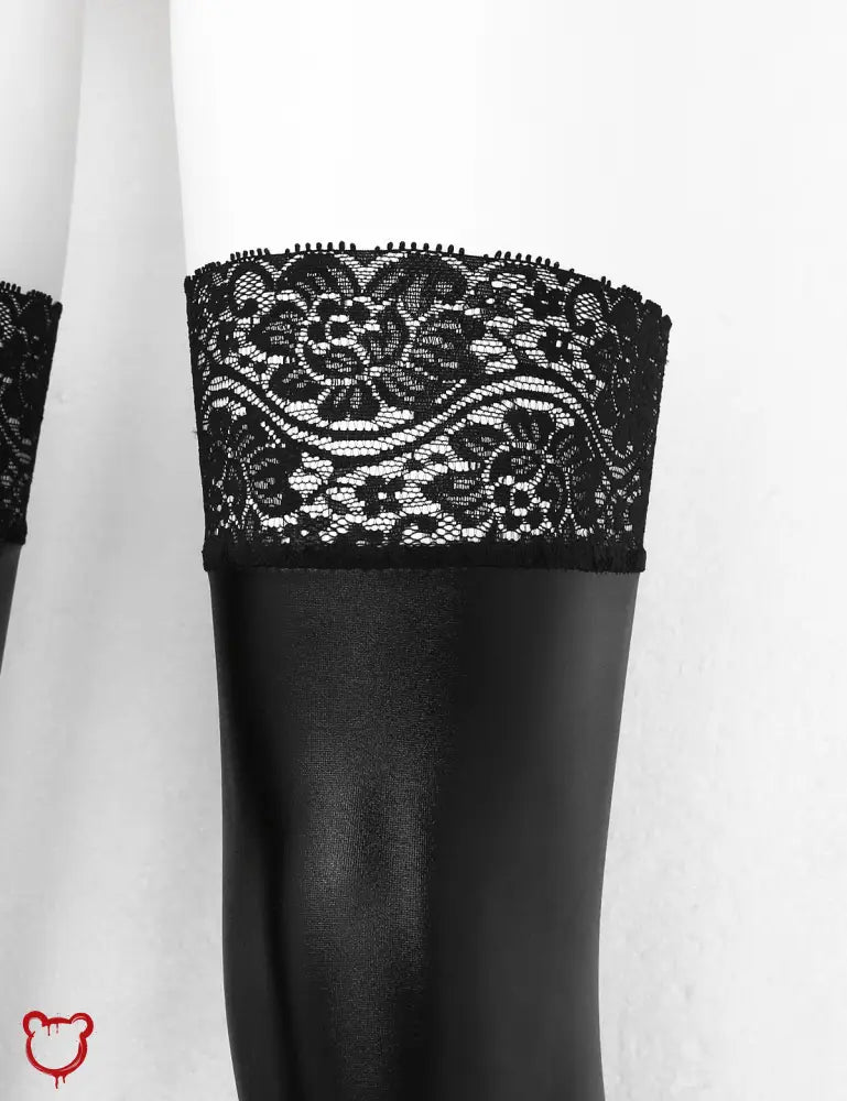 PU Wet - Look Latex Thigh Highs - The Cursed Closet