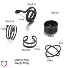 Punk Serpent Black Ring Set Accessories