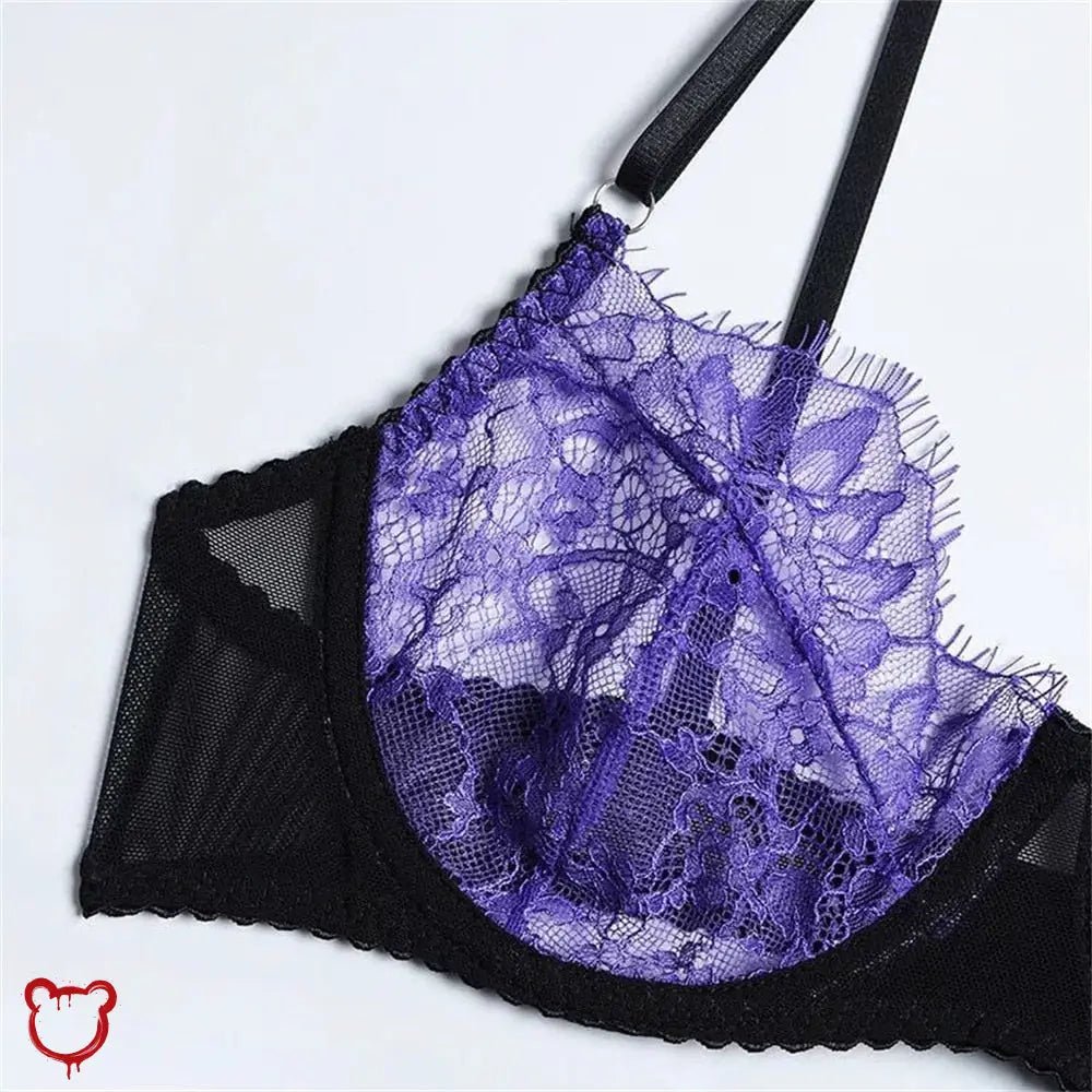 Purple Black Lace Lingerie Set - The Cursed Closet