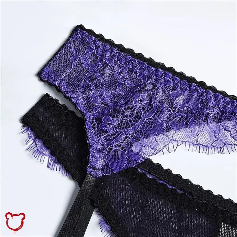 Purple Black Lace Lingerie Set - The Cursed Closet