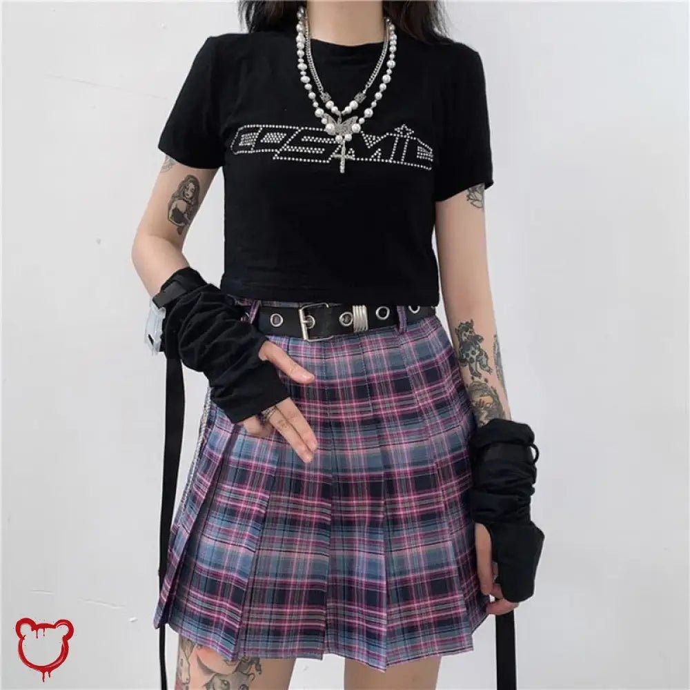 Purple Grunge Plaid Skirt - The Cursed Closet