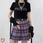 Purple Grunge Plaid Skirt - The Cursed Closet