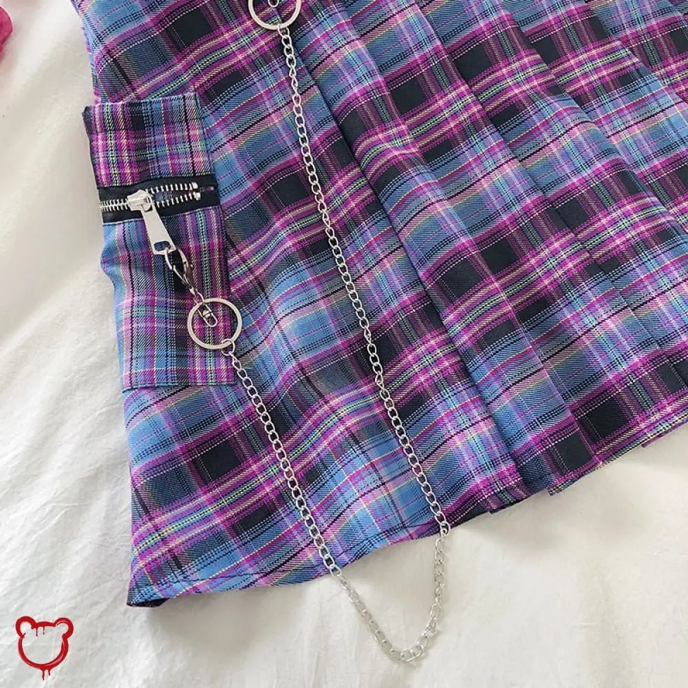 Purple Grunge Plaid Skirt - The Cursed Closet