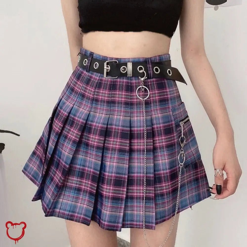 Purple Grunge Plaid Skirt - The Cursed Closet