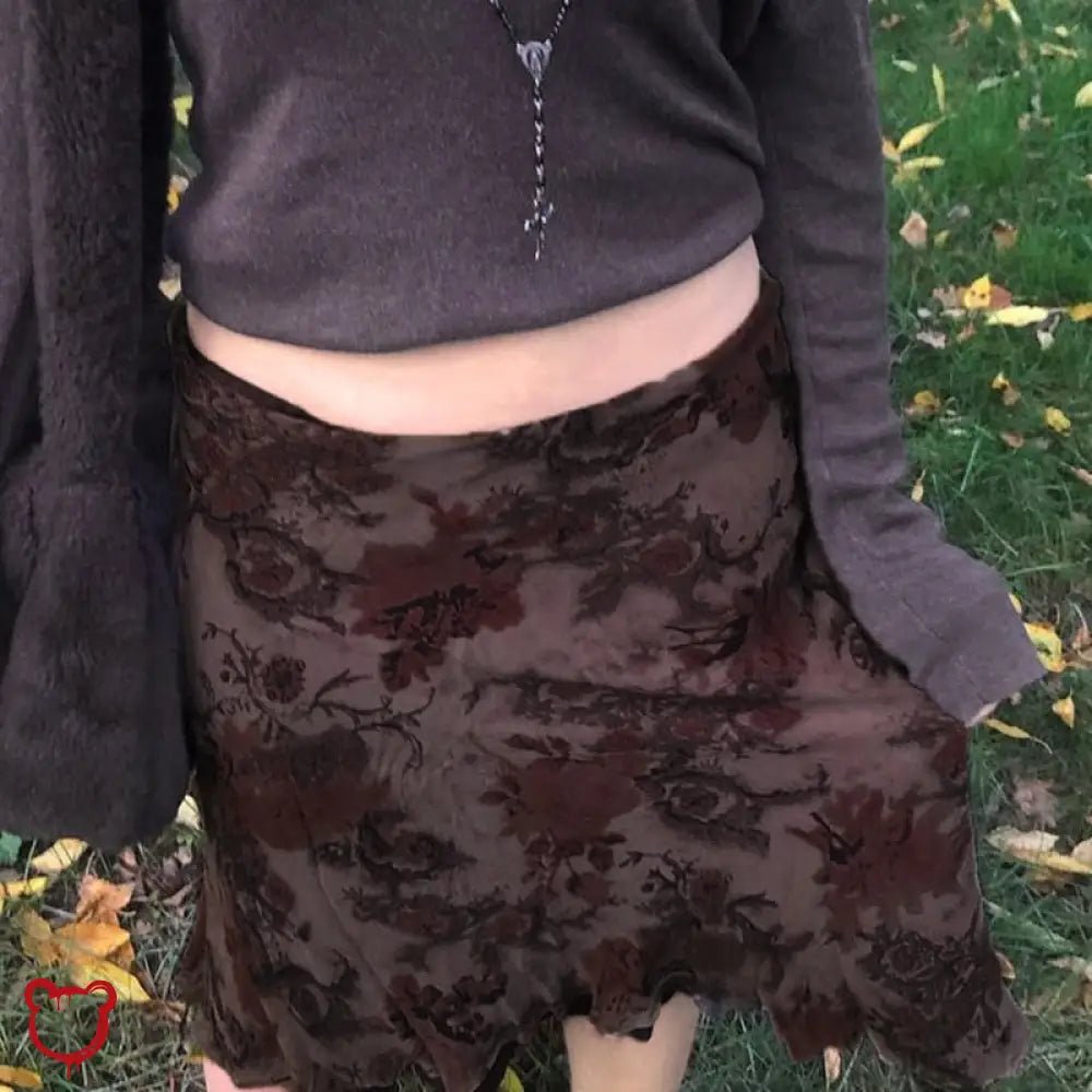 Purple/Brown Floral Long Skirt - The Cursed Closet