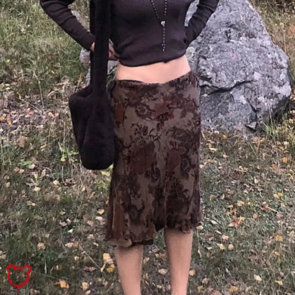 Purple/Brown Floral Long Skirt - The Cursed Closet