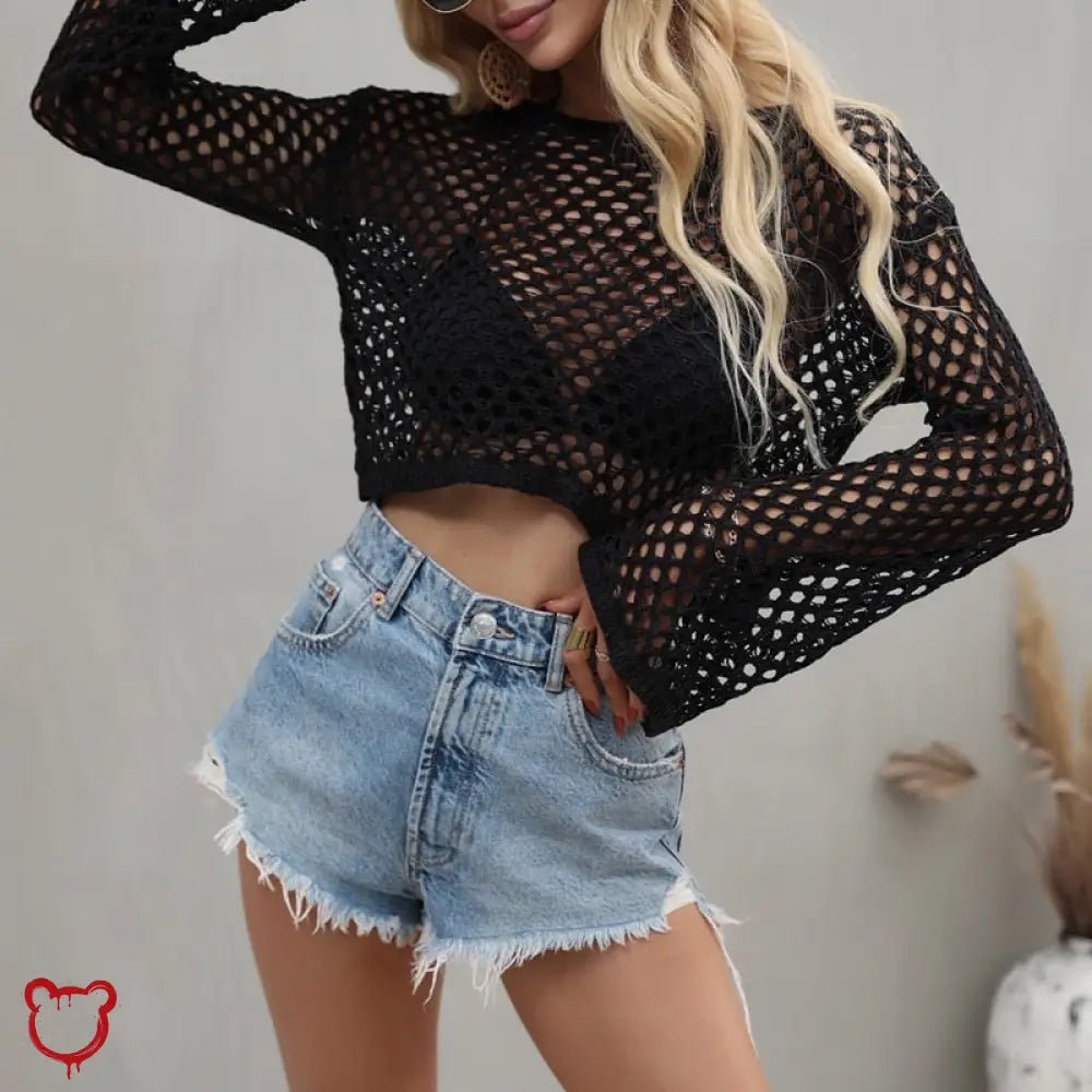 Rebel Black Mesh Beach Sweater - The Cursed Closet