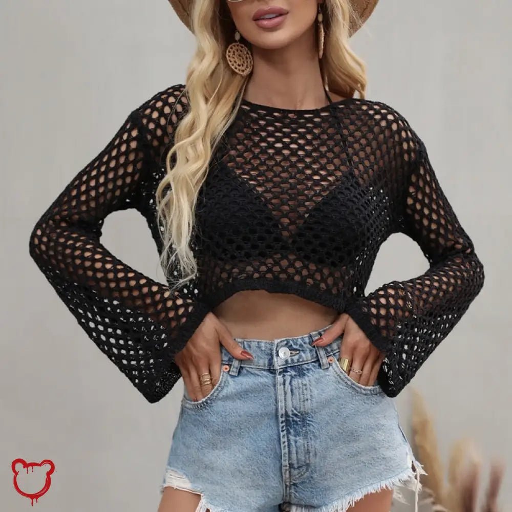Rebel Black Mesh Beach Sweater - The Cursed Closet
