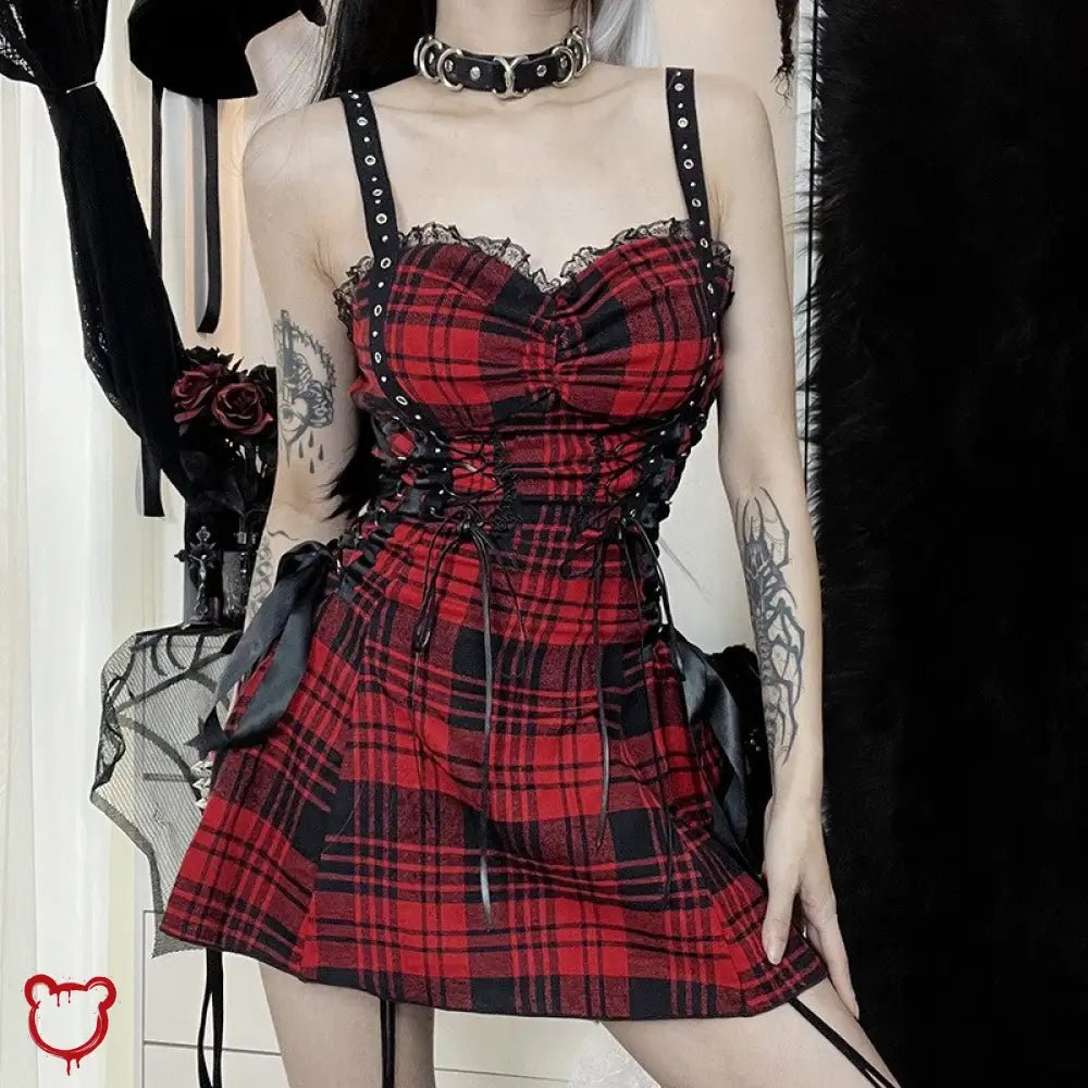 "Rebel Plaid Grunge Dress" - The Cursed Closet