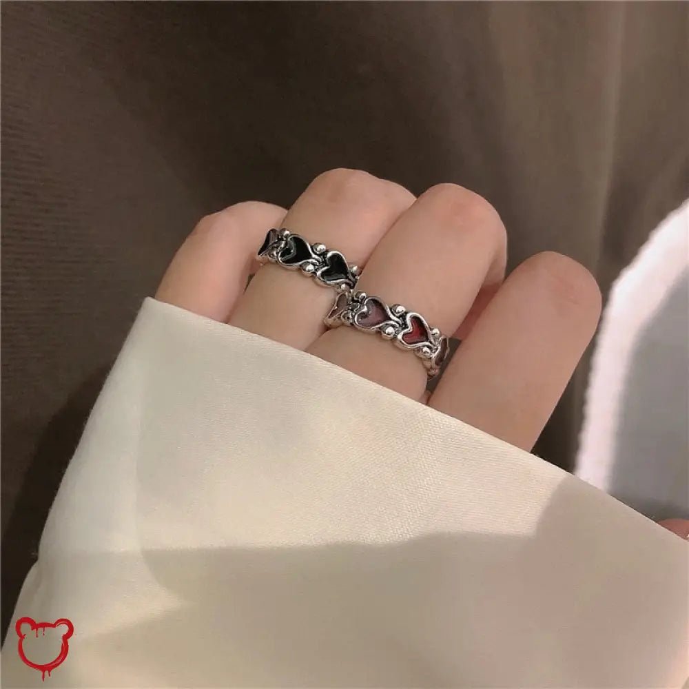 Red and Black Heart Ring - The Cursed Closet