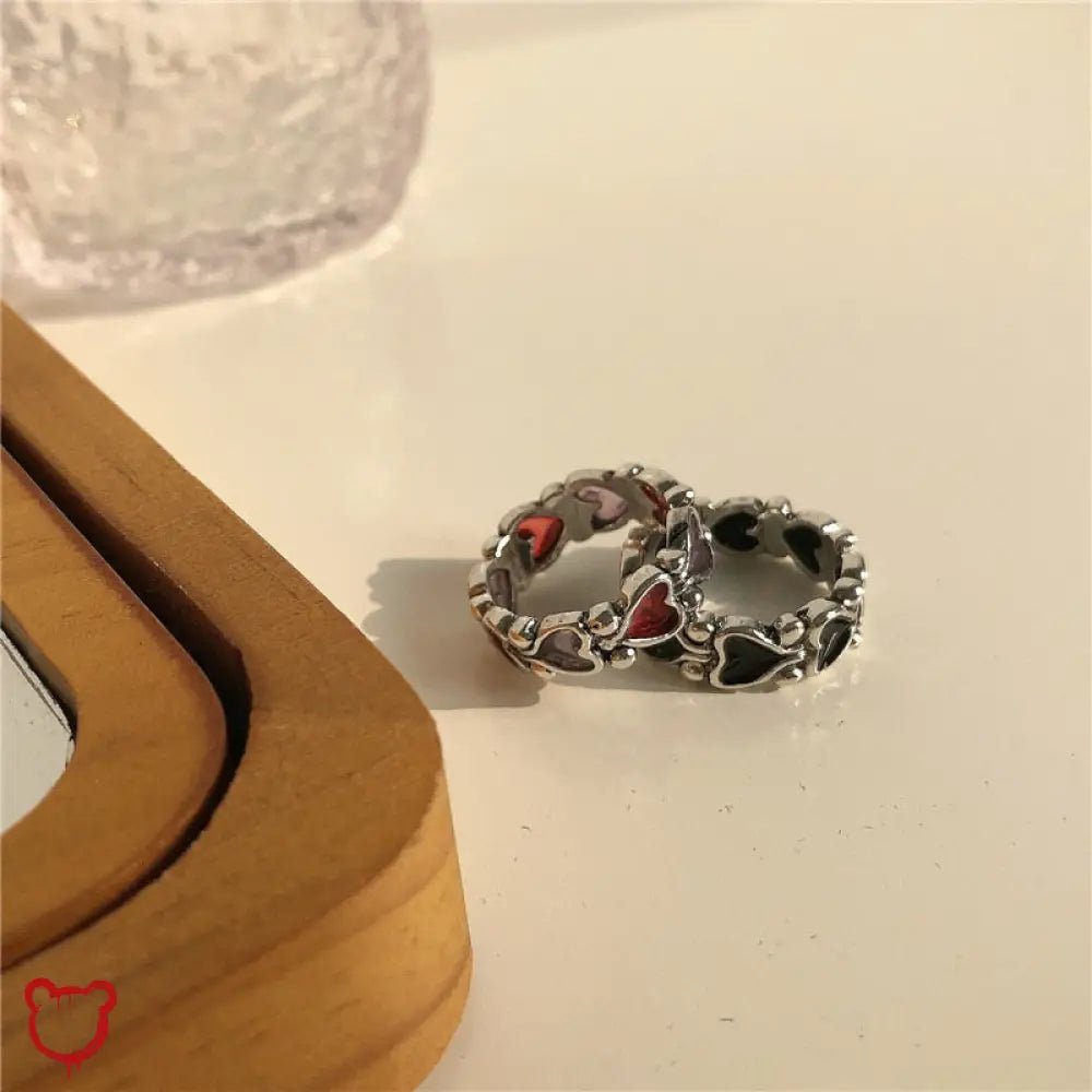 Red and Black Heart Ring - The Cursed Closet