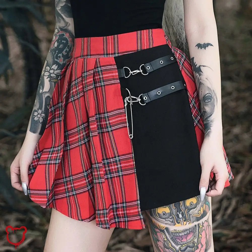 Red & Black Punk Skirt - The Cursed Closet