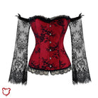 Red Lace Off - Shoulder Corset: Sizes S - 6XL - The Cursed Closet