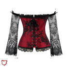 Red Lace Off - Shoulder Corset: Sizes S - 6XL - The Cursed Closet