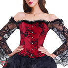 Red Lace Off - Shoulder Corset: Sizes S - 6XL - The Cursed Closet