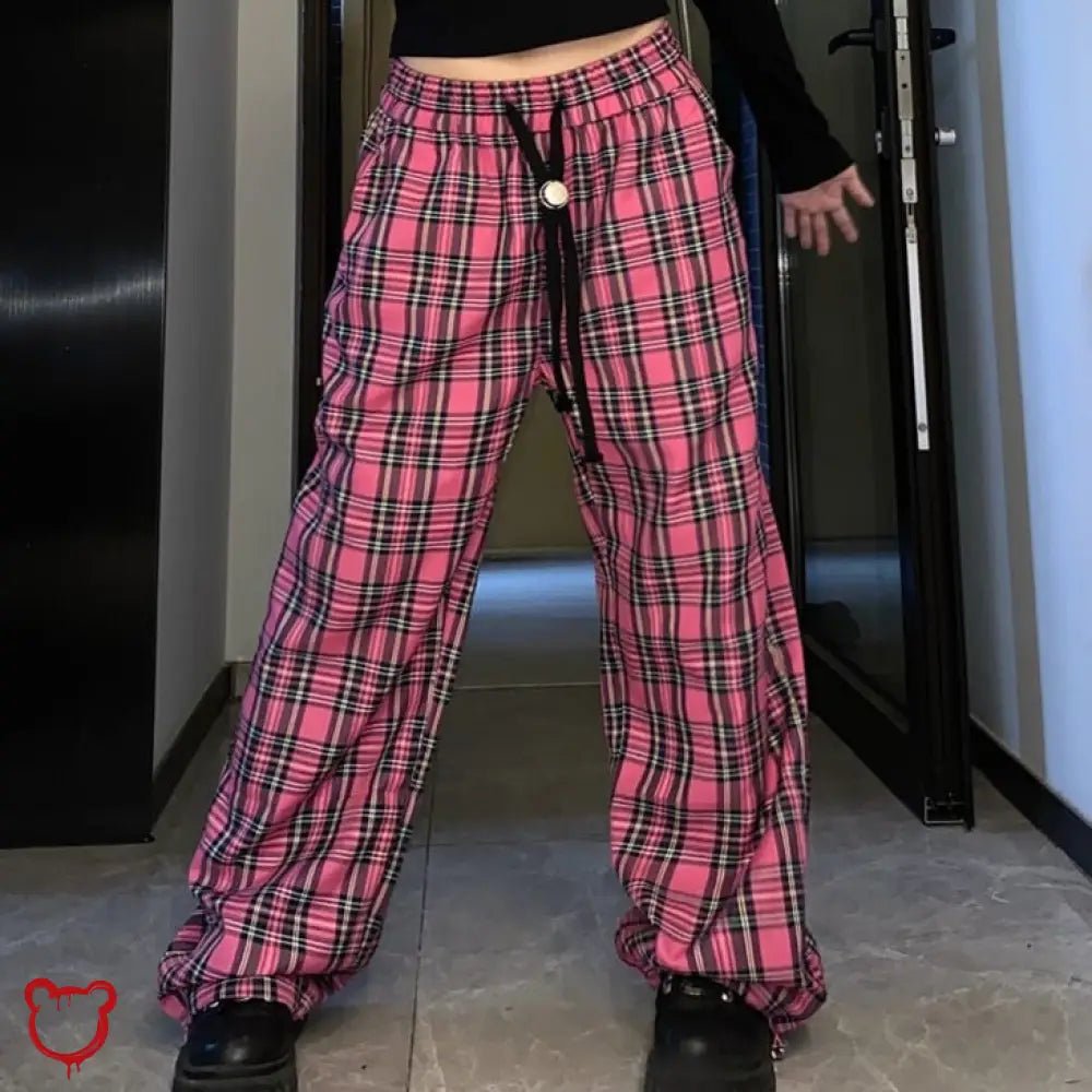 Red Plaid Harajuku Pants' - The Cursed Closet