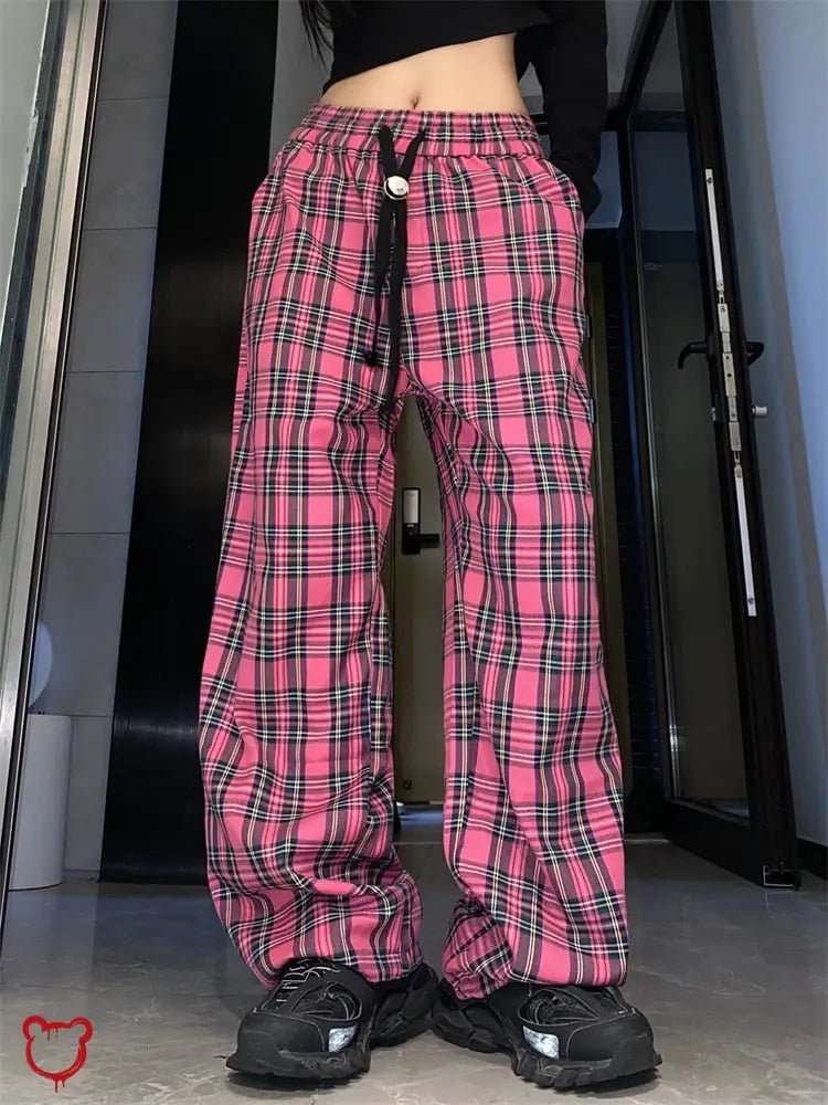 Red Plaid Harajuku Pants' - The Cursed Closet